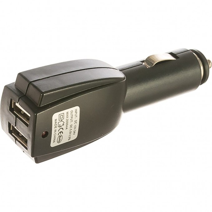 Автозарядка REXANT в прикуриватель 2xUSB (АЗУ) (5 V, 1000 mA) 16-0237