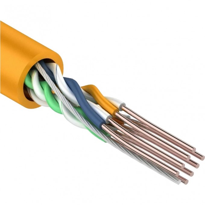 Кабель витая пара REXANT U/UTP, CAT 5e, ZH нг(А)-HF, 4PR, 24AWG, INDOOR, SOLID, оранжевый, 305 м 01-0049