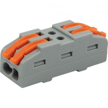Клемма REXANT СМК 222-422 проходная 2 полюса (0,08-4 мм²), серая (25 шт./уп.)