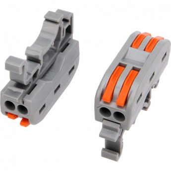 Клемма REXANT СМК 222-422D проходная 2-полюсная, с креплением на DIN-рейку (0,08-4 мм²) серая (50 шт./уп.)