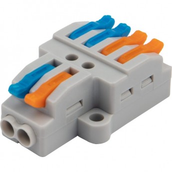 Клемма REXANT СМК 2х2 разветвительная 2 полюса, с монтажной площадкой (1 ввод, 2 вывода на полюс) (50 шт./уп.)