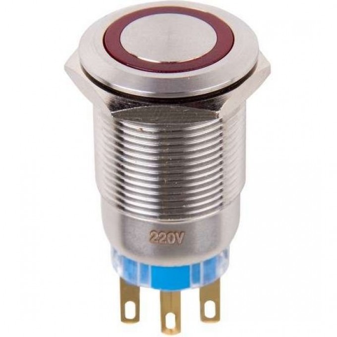 Кнопка антивандальная REXANT 19 12В фикс подсветка красная 36-3420