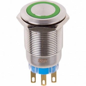 Кнопка антивандальная REXANT 19 250В подсветка зеленая