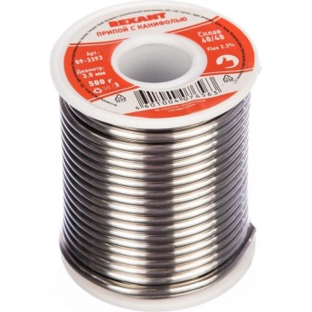 Припой с канифолью REXANT, 500 г, Ø3.0 мм, (олово 60%, свинец 40%), катушка