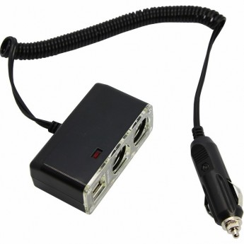 Разветвитель автоприкуривателя REXANT 2 гнезда 2хUSB шнур спираль 1.5 м