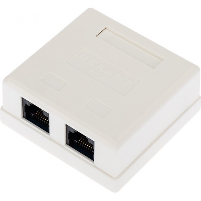 Розетка компьютерная REXANT RJ-45 (8P8C) внешняя 2-порта неэкранированная, категория 6 03-0136