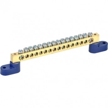 Шина REXANT 8х12 мм на двух угловых синих изоляторах 16 групп