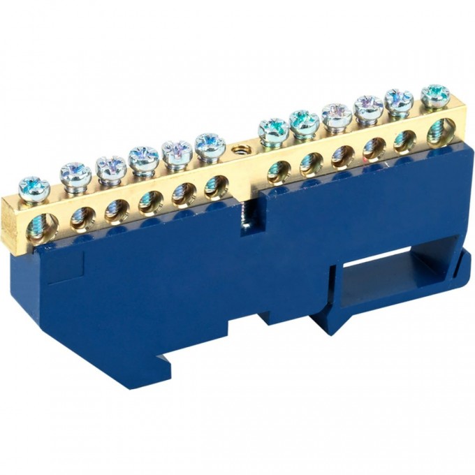 Шина REXANT «N» нулевая с синим изолятором на DIN-рейку 6x9 мм стойка бол. 12 групп 11-2342