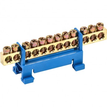 Шина REXANT с синим изолятором тип стойка на рейку 6x9 мм 12 групп