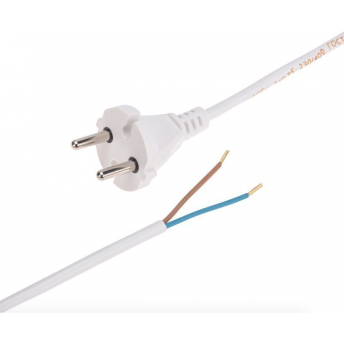 Шнур электрический REXANT с вилкой ПВС 2х0,75 мм² 5м, белый 11-1300