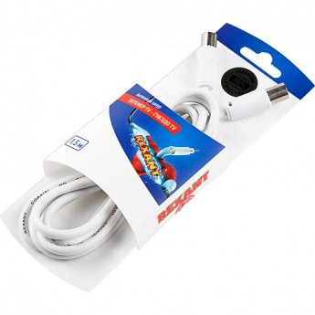 Шнур REXANT штекер TV - гнездо TV 1,5М, белый