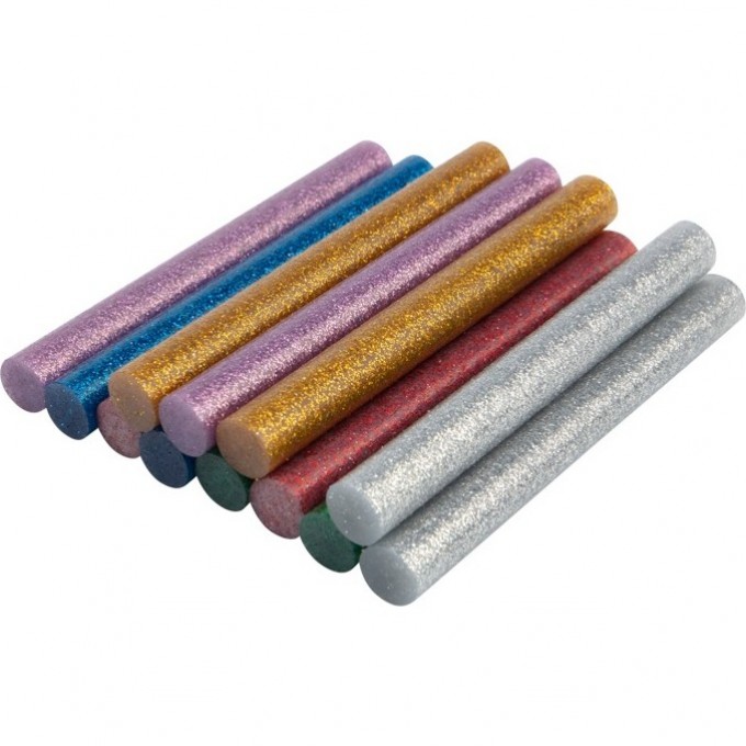 Стержни клеевые REXANT Ø11 мм, 100 мм, цветные с блестками (12 шт/уп), блистер 09-1235