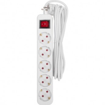 Удлинитель REXANT STANDARD 5 гнезд 3м 3х1,0мм² с выключателем белый