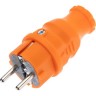 Вилка прямая REXANT влагозащищенная, c заземлением, 16 А, IP44, каучук, оранжевая 111-015