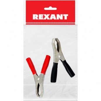 Зажим крокодил REXANT, длина 98 мм, ток 50A, 2 шт., пакет БОПП